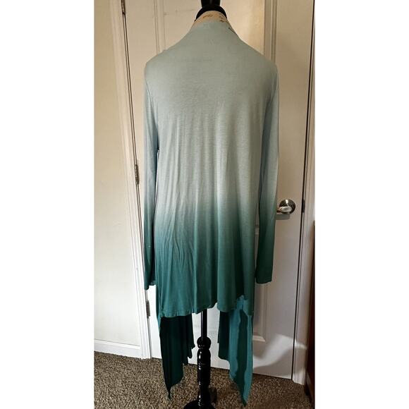BCBG Maxazaria women’s sz M Blue Green Ombre Cardigan Wrap Sweater Y2K Summer - Picture 3 of 7